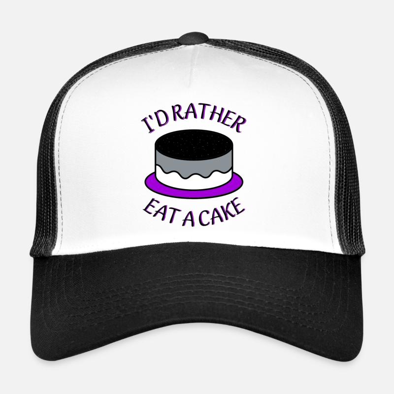 Gâteau asexué « Je préfère manger un gâteau » - Casquette trucker - blanc/noir