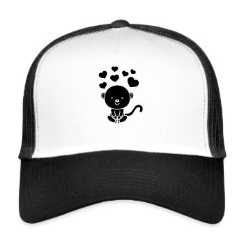 Cute Monkey Hearts Monkey With Hearts Monkey - Trucker Cap - white/black - Front