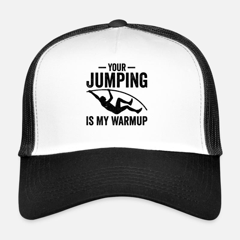Lustiger Stabhochsprung Stabhochsprung - Trucker Cap - Weiß/Schwarz