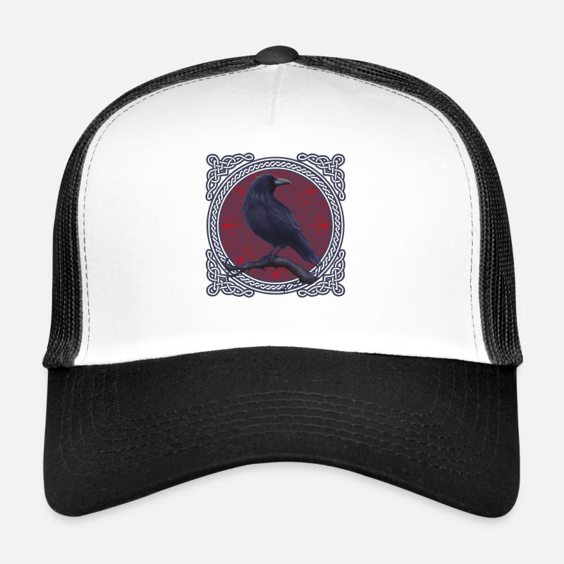 Rabe Krähe Keltisch - Trucker Cap - Weiß/Schwarz