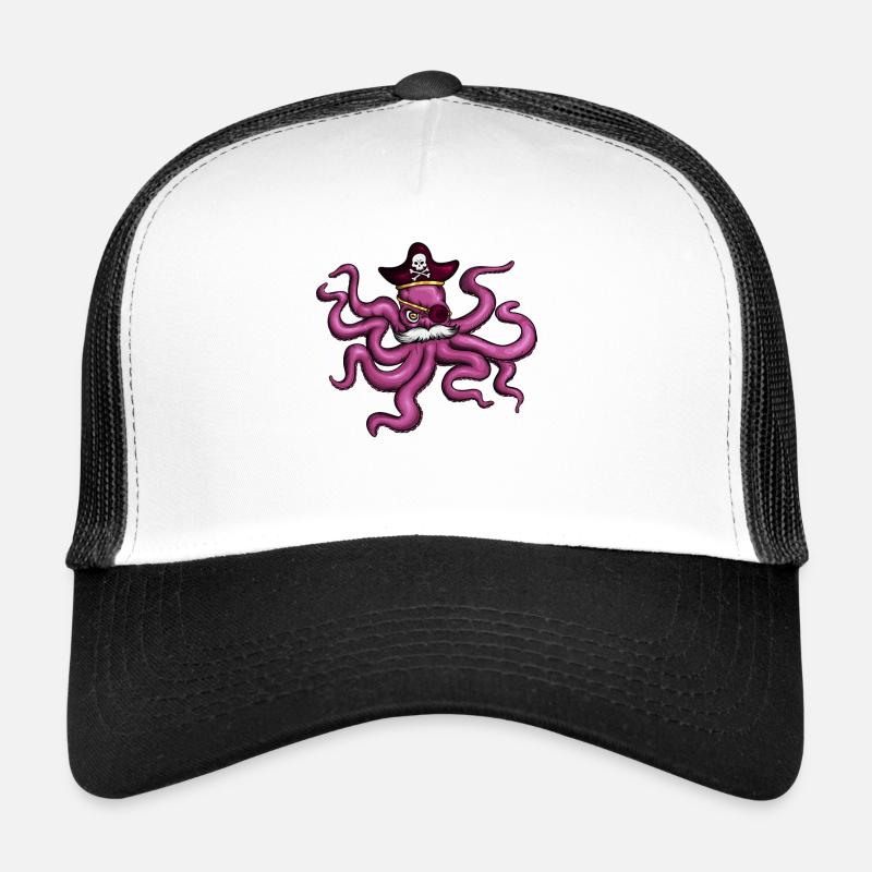 Octopus Pirate Pirate Hat Eye Patch Moustache Trucker Cap