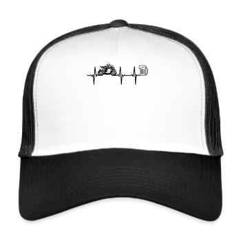 Racing Motorcycle Heartbeat Beer Lover Race Motorc - Trucker Cap - white/black - Front
