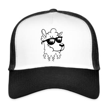 Llama Head Llama Farmer - Cute Llama Alpaca - Trucker Cap - white/black - Front