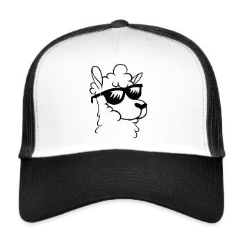 Cute Llama Alpaca - Llama Head Llama Farmer - Trucker Cap - white/black - Front
