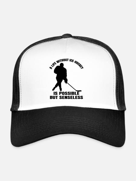 Équipe de hockey sur glace hockey sur glace cadeau de sports d’hiver - Casquette trucker  - blanc/noir - Devant