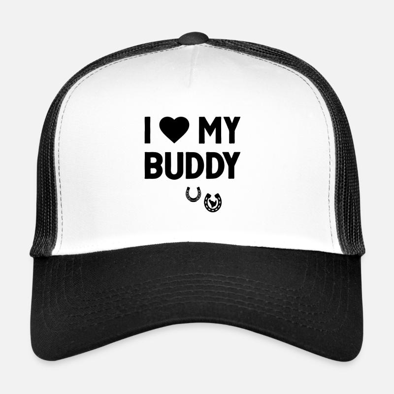 J’aime mon copain signe de cœur de sabots de cheval Casquette trucker 