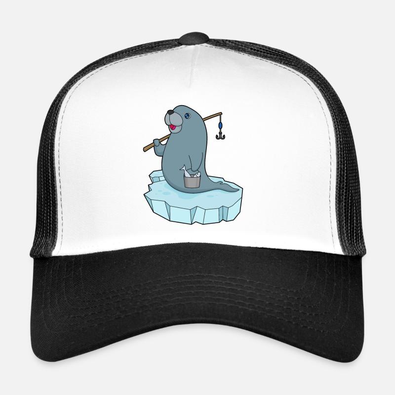 Phoque pêcheur Ange - Casquette trucker  - blanc/noir