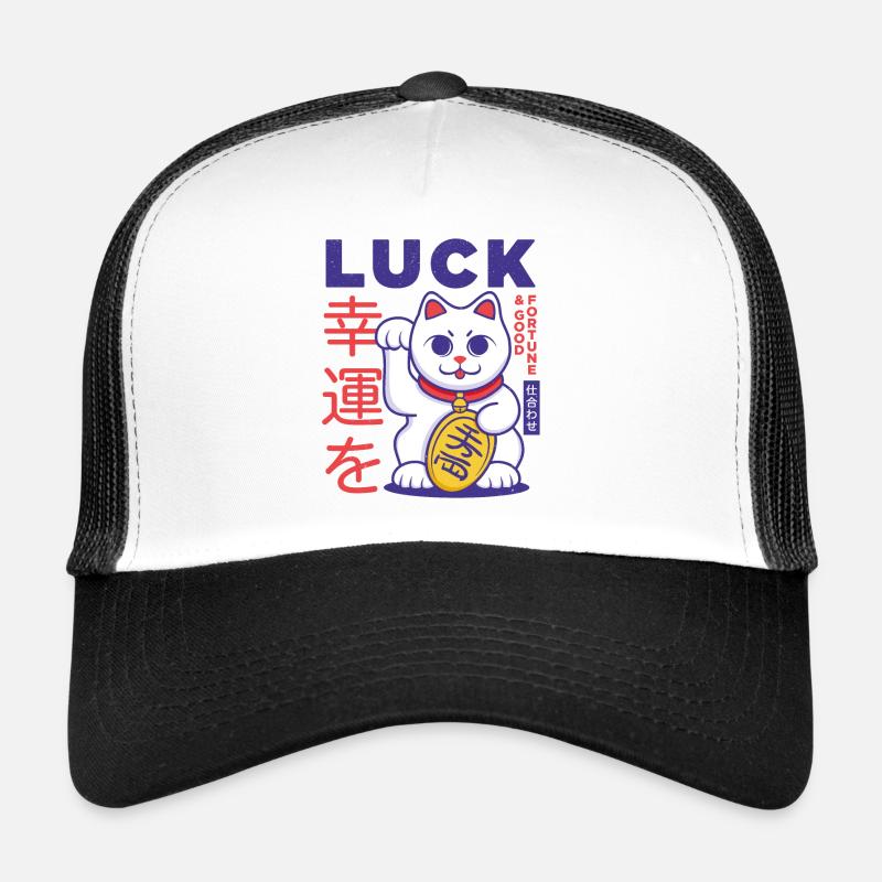 Lucky Japanese Cat - Trucker Cap - white/black
