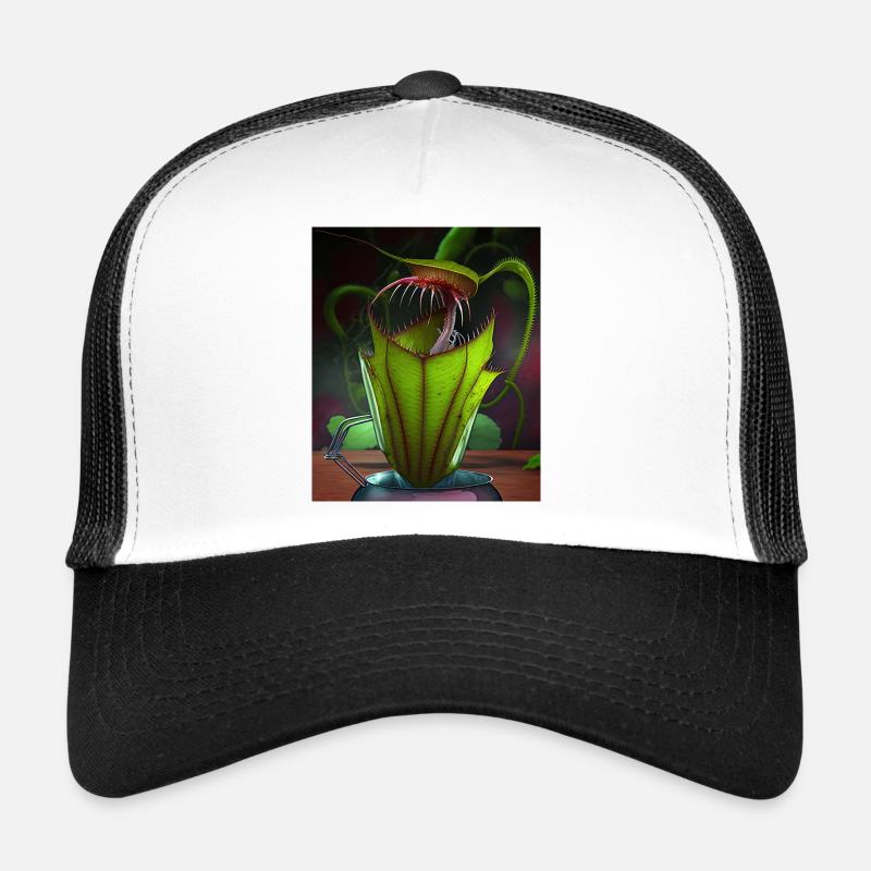 Lustige Grafik Krug Pflanzenkunst Coole Nepenthes - Trucker Cap - Weiß/Schwarz