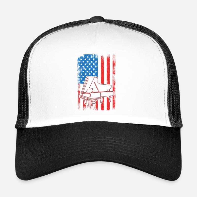 USA Flag Piano Trucker Cap