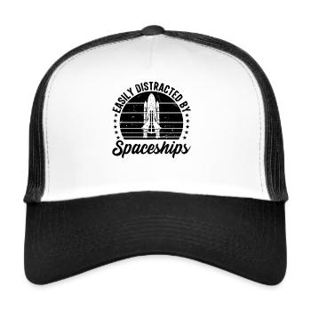 Space Travel Space Ship - Easily Distracted By Spa - Trucker Cap - white/black - Front