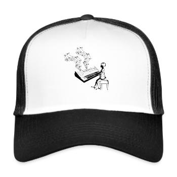 Musique de piano Piano Musicien à clavier Jouant du piano - Casquette trucker  - blanc/noir - Devant