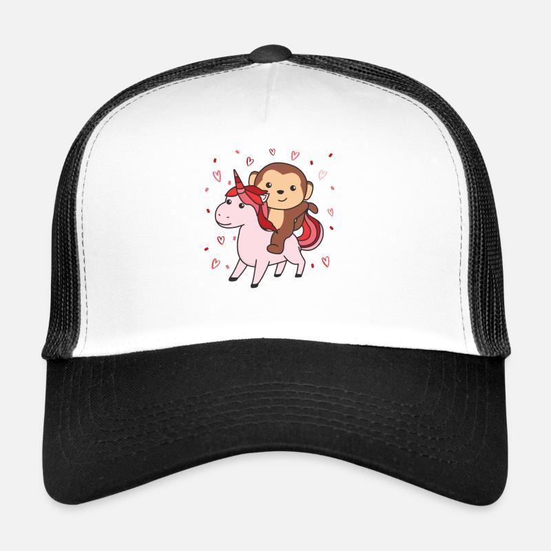 Affe mit Einhorn Herzen Lieblingstier Herz Trucker Cap