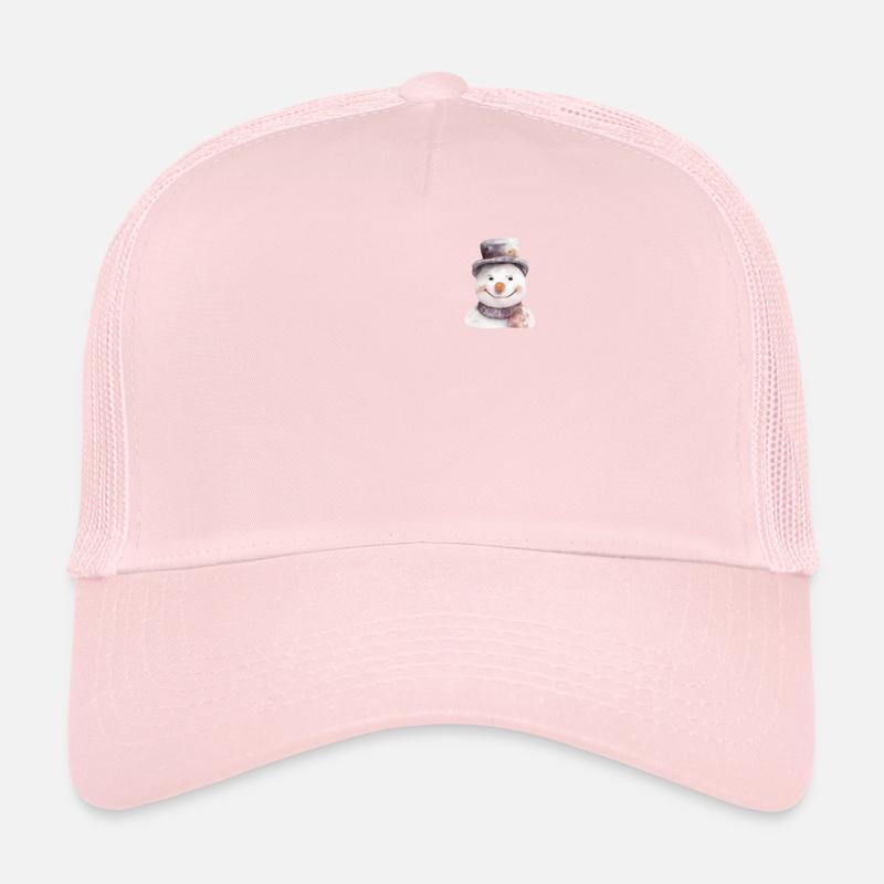 Retro Winter Snowman Head Trucker Cap