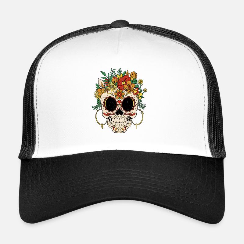 Blumenkranz Schädel Día de Muertos Trucker Cap