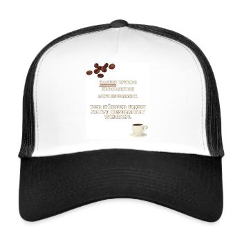 Café drôle en disant design pour le travail. ☕🍩 - Casquette trucker  - blanc/noir - Devant
