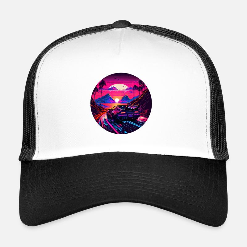 Retrowave Synthwave 80s Design Trucker Cap