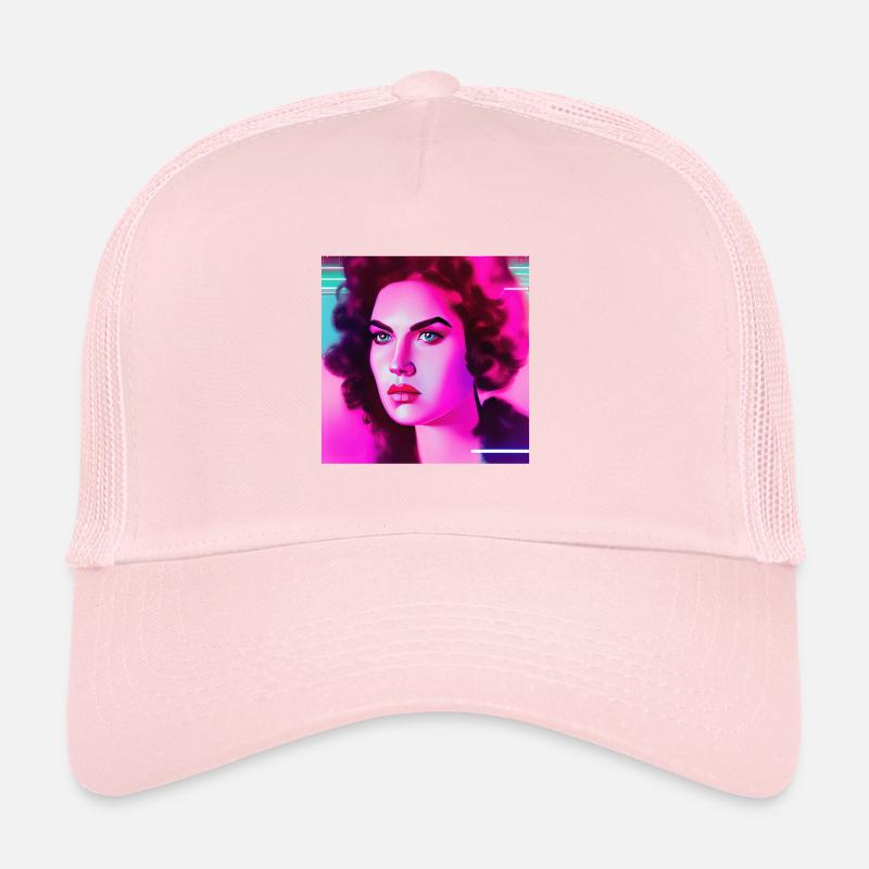 Retrowave Synthwave 80s Character Design Trucker Cap