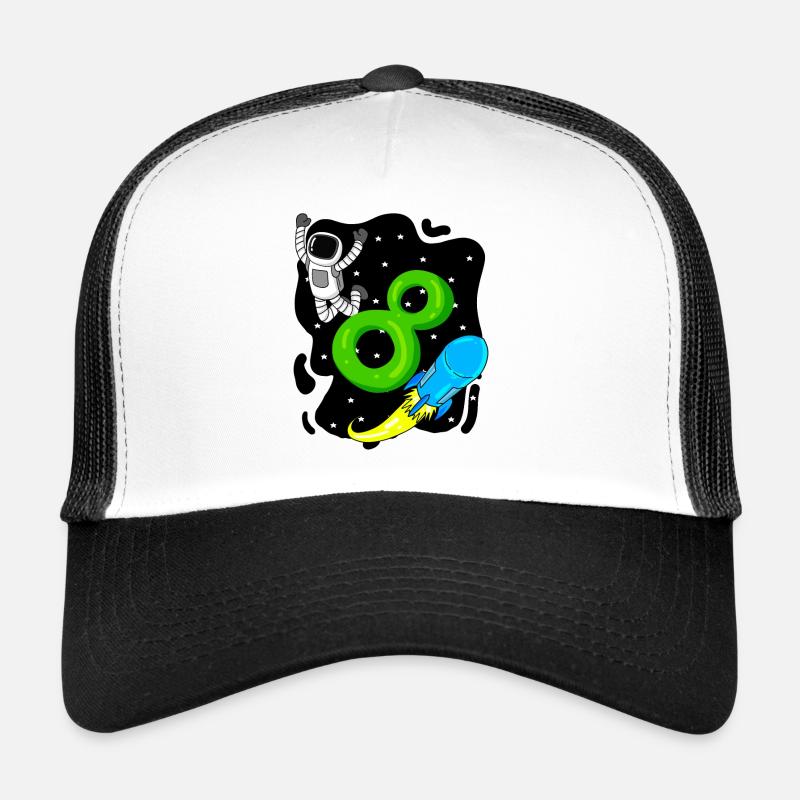 8. Geburtstag - 8 Jahre alt Junge Astronaut - Trucker Cap - Weiß/Schwarz