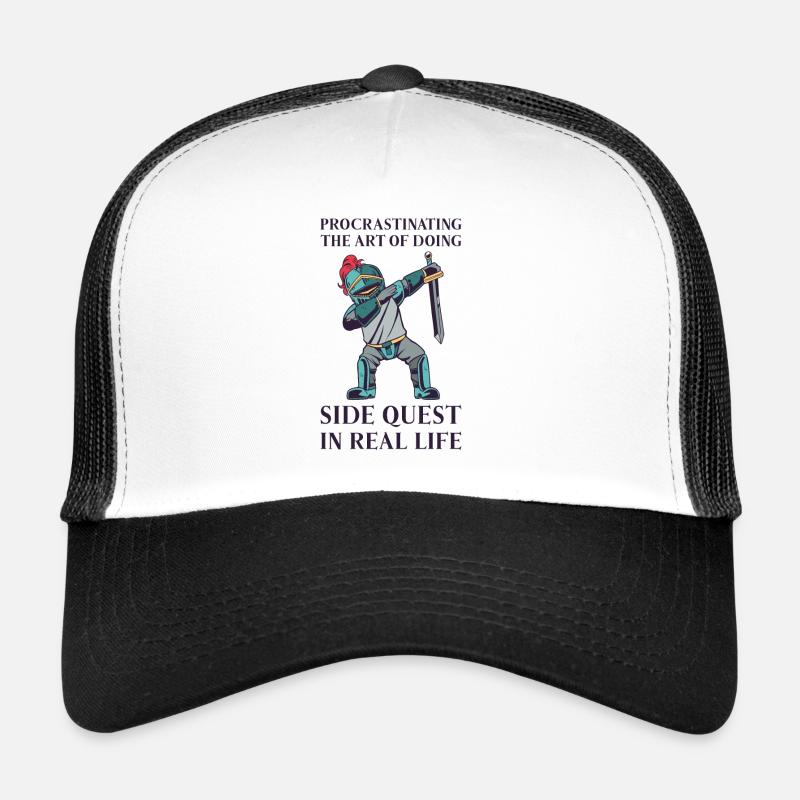 Procrastinating Fantasy Knight Side Quest Work Trucker Cap