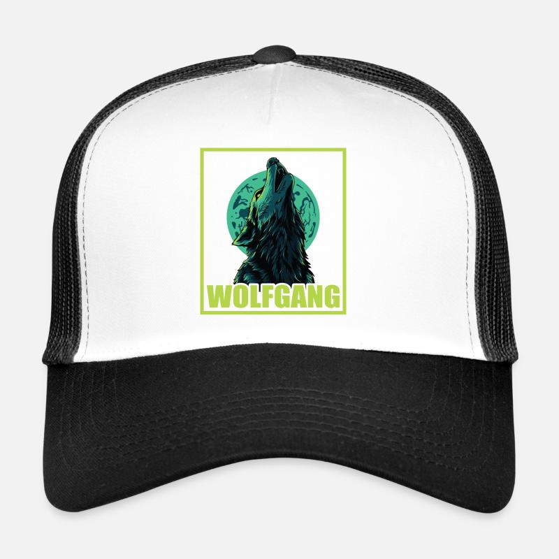 WOLFGANG Name Wolf outfit for name day with name - Trucker Cap - white/black