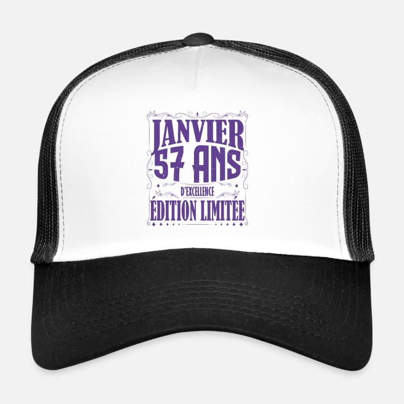 Janvier 57 ans. Cadeau 57 ans janvier anniversaire Casquette trucker 