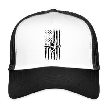 Space Exploration Aerospace Space Travel USA Flag - Trucker Cap - Weiß/Schwarz - Vorne