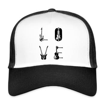 Basse Guitariste Basse LOVE Guitare Guit - Casquette trucker  - blanc/noir - Devant