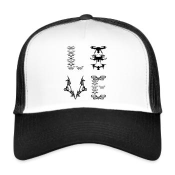 Drone LOVE Drone Lover Quadcopter Drone - Trucker Cap - Weiß/Schwarz - Vorne