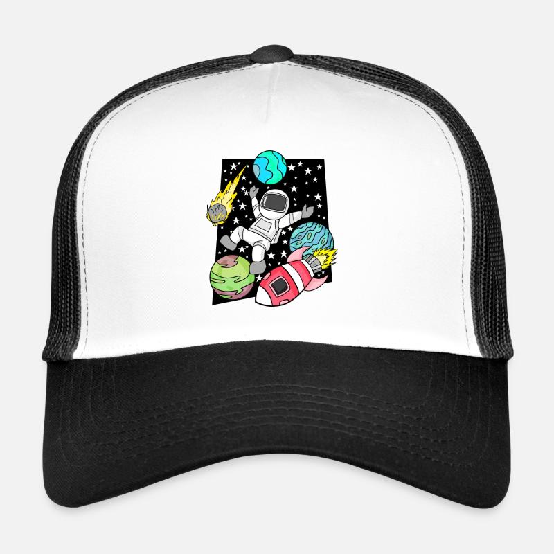 Garçon astronaute dans l’espace avec des fusées Casquette trucker 