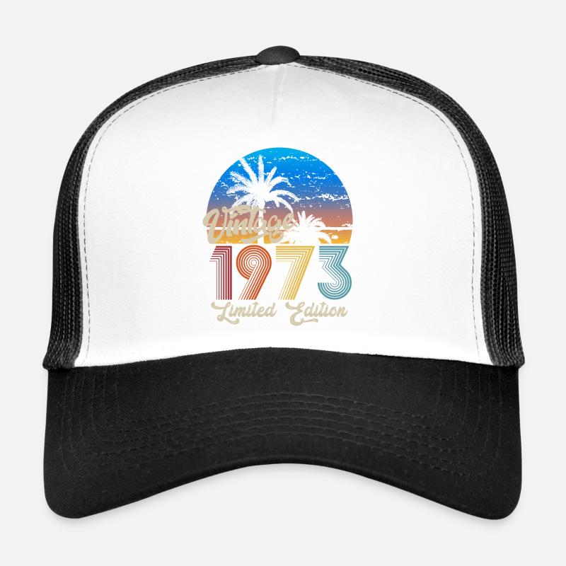 runder Geburtstag Vintage 1973 Geschenk - Trucker Cap - Weiß/Schwarz