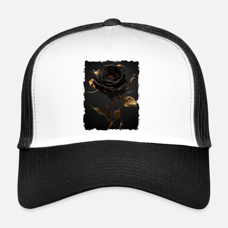 Schwarz Gold Rose - Trucker Cap - Weiß/Schwarz