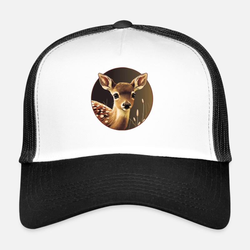 Reh Rehkitz Waldtiere - Trucker Cap - Weiß/Schwarz