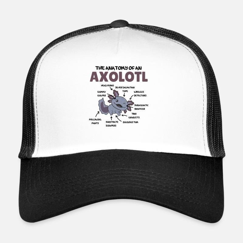 Axolotl Explication Anatomie d’un Axolotl Casquette trucker 