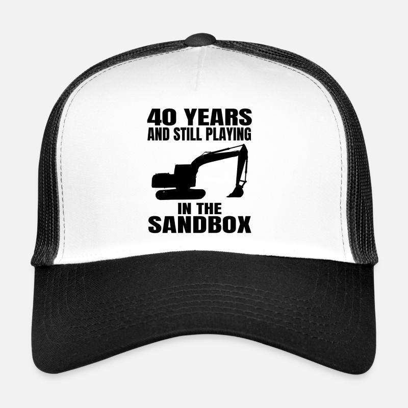 Baggerfahrer 40. Geburtstag Bauarbeiter Baggern - Trucker Cap - Weiß/Schwarz