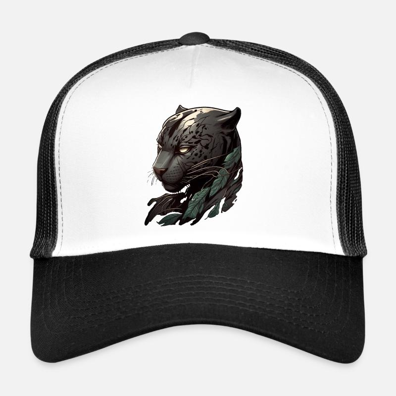 Kopf eines dunklen Panthers - Trucker Cap - Weiß/Schwarz
