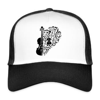 Double Bass Player - Double Bass Instrument - Trucker Cap - white/black - Front