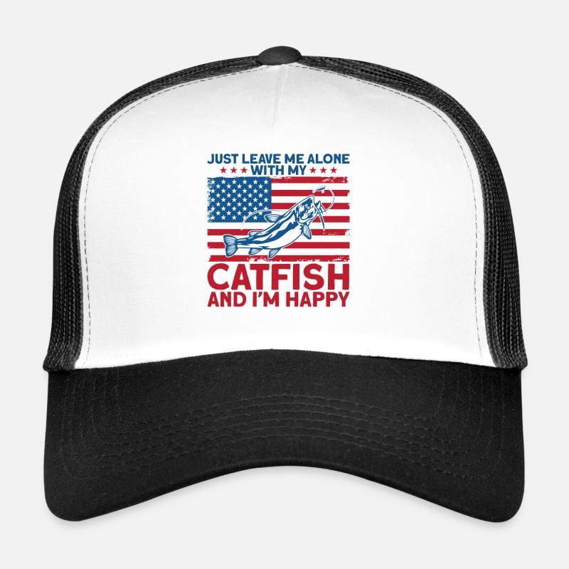 Seul avec le poisson-chat cadeau de pêche au poisson-chat heureux Casquette trucker