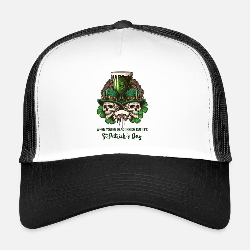 Skull Irish Ireland Clover Green St Patrick's Day Trucker Cap