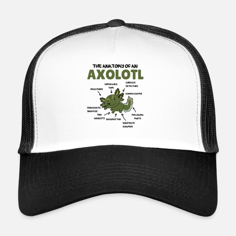 Axolotl Explication Anatomie d’un Axolotl Casquette trucker 