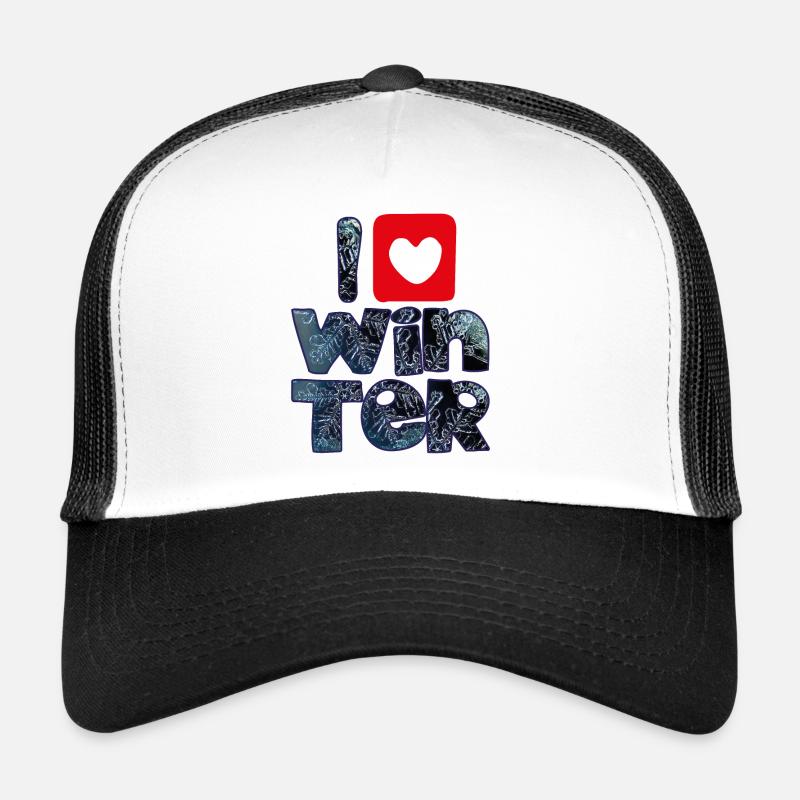 Wintermots mit Schneeflocken für Winterfans - Trucker Cap - Weiß/Schwarz