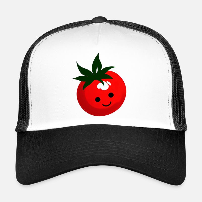 Tomaten Comic Tomate süß Cartoon 17 - Trucker Cap - Weiß/Schwarz