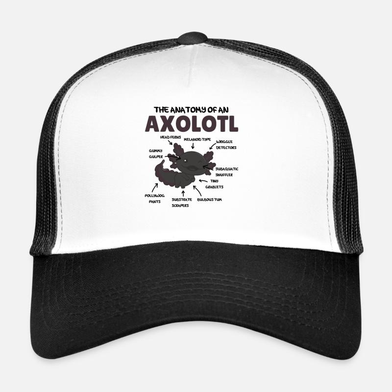 Explication de l’axolotl Anatomie d’un axolotl Casquette trucker 