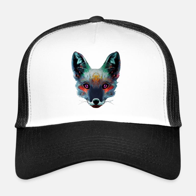 Art de tête de renard néon Casquette trucker 