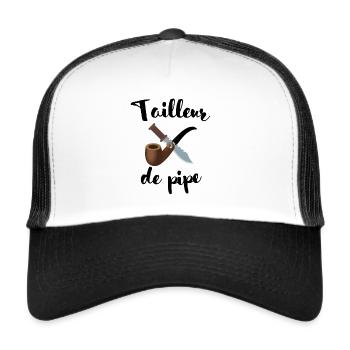 Tailleur de pipe cadeau homo - Casquette trucker  - blanc/noir - Devant