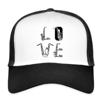 LOVE Saxophone Instrument Saxophonist Saxophone Pl - Trucker Cap - Weiß/Schwarz - Vorne