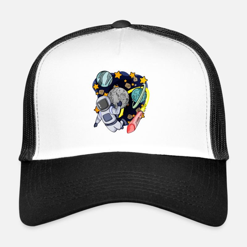 Astronaut im Weltall - Trucker Cap - Weiß/Schwarz
