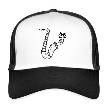 Saxophone Butterflies Saxophonist Sax Player - Trucker Cap - Weiß/Schwarz - Vorne