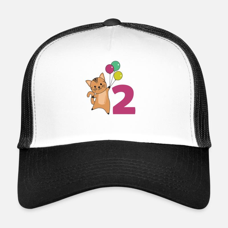 Cat Second Birthday Balloons for Kids Trucker Cap