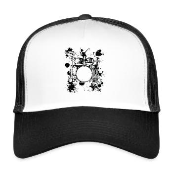 Drum Set Drumming Drum Instruments Drummer - Trucker Cap - white/black - Front